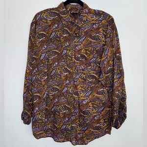 Vintage rayon Paisley boho western Shirt size medium